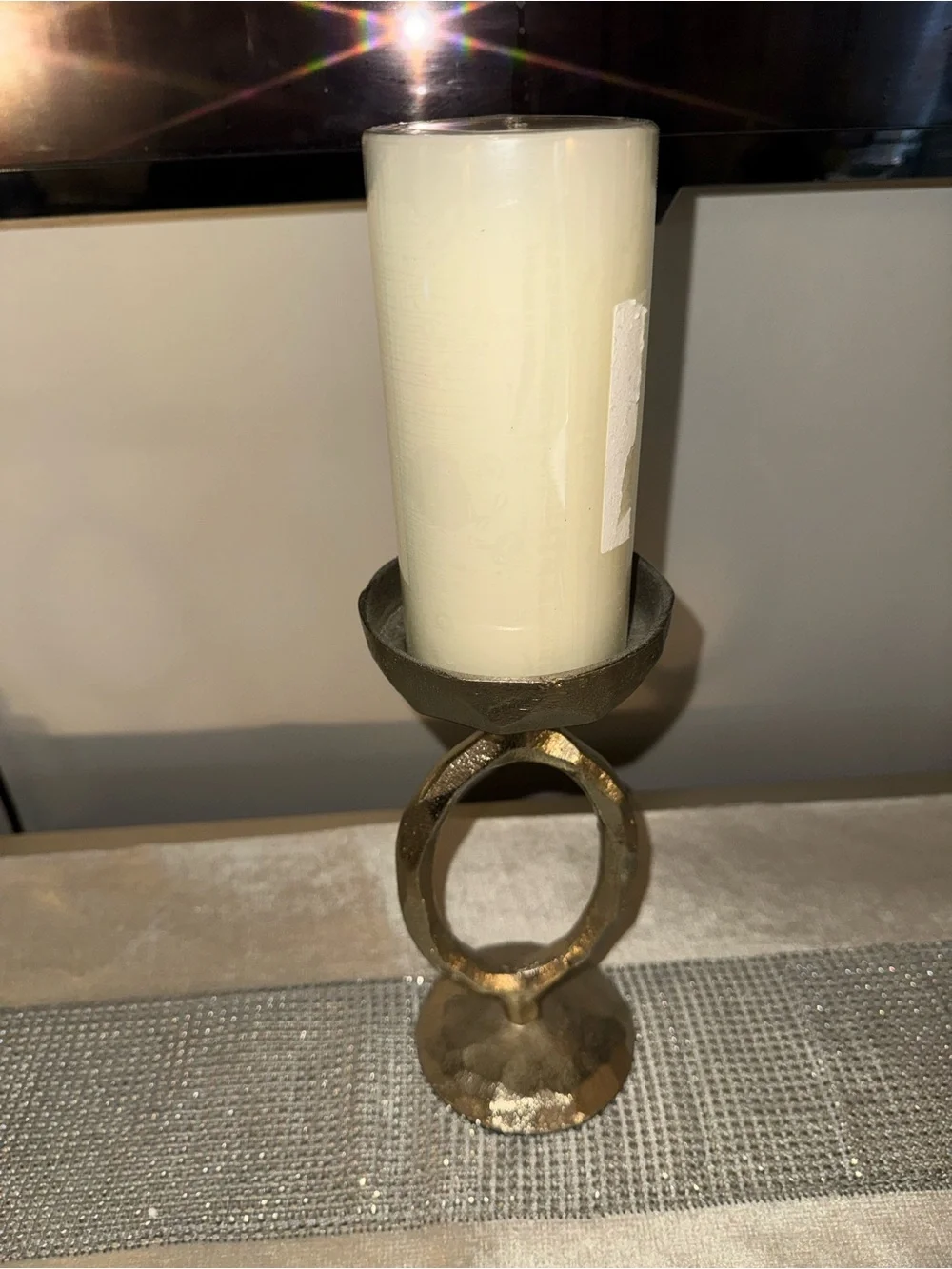 NWOT, Modern Metal Oval Candle Holder for Tabletop Decor